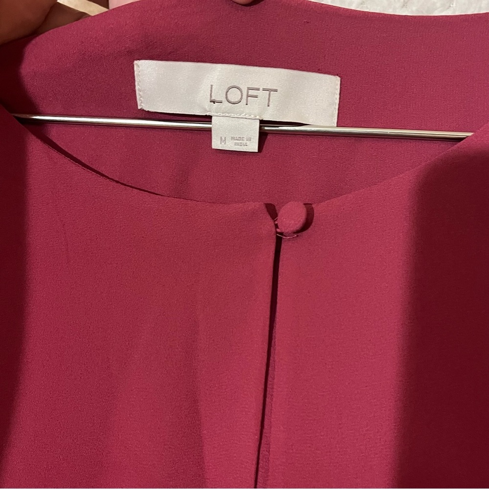 LOFT Mini Dress Flutter Sleeve Drawstring Waist Flowy Flattering Womens Medium - Picture 7 of 9